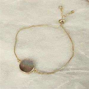 Black Mother of Pearl Gold Plated Bolo Bracelet